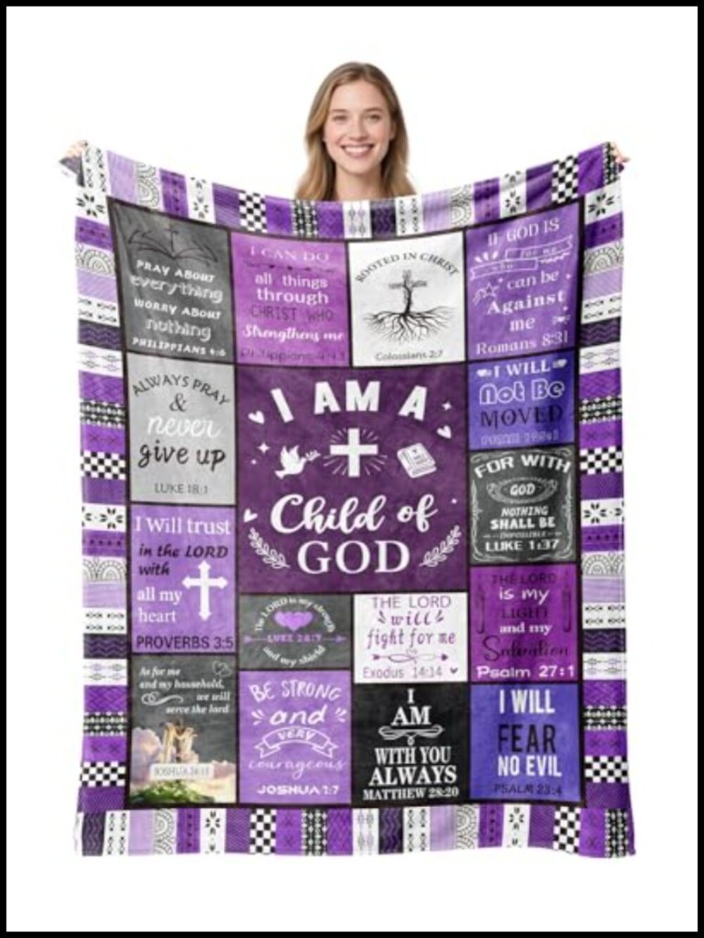 Christian Throw Blanket Child of God Religious Gift Soft Flannel 50x60